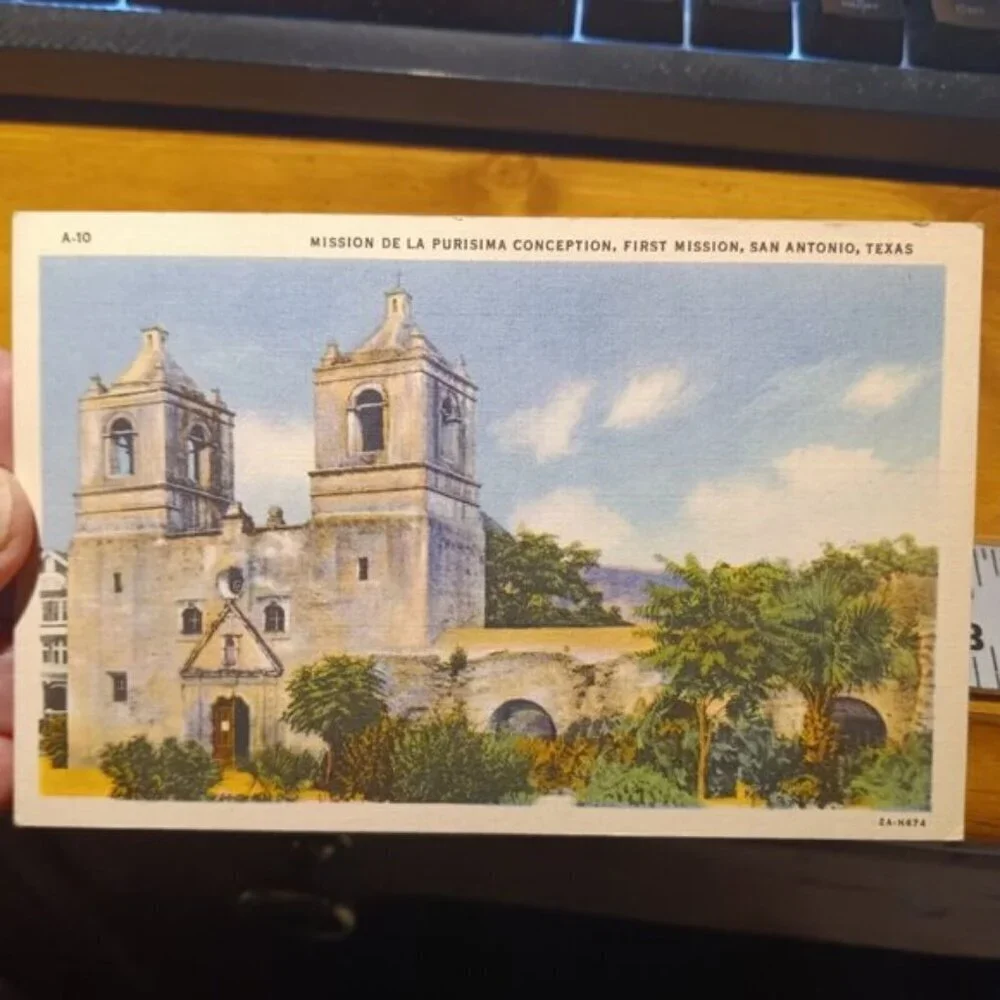 Postcard Mission De La Purisima Conception, First Mission San Antonio, Texas